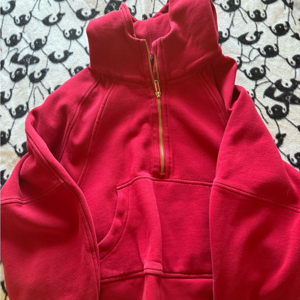 lululemon athletica Half-Zip Pullover Hoodie in Bright Pink with Gold Zipper